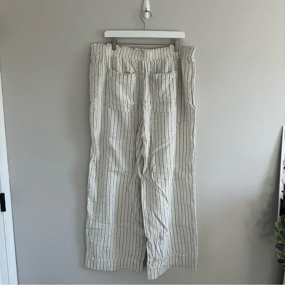 Time And Tru White Black Striped Wide Leg Linen Pant Size XL NWT - Picture 3 of 4